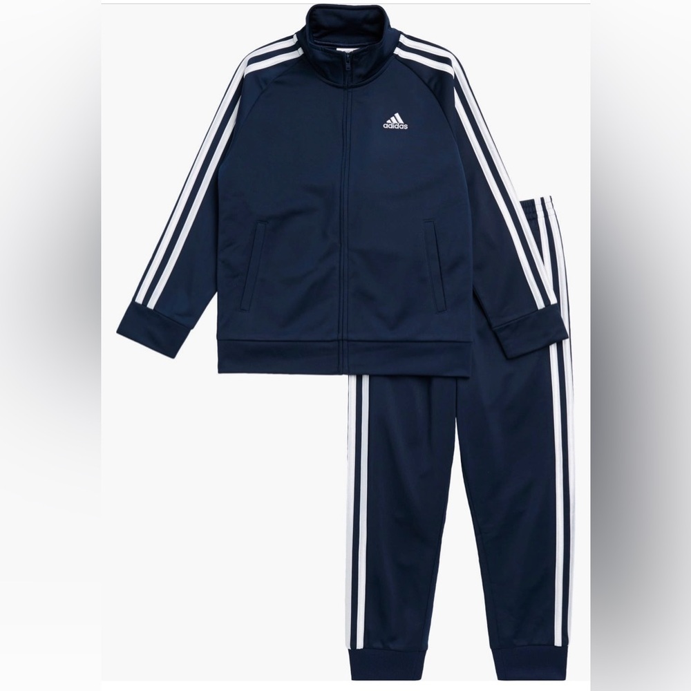 adidas Navy and White Three-Stripe Track Jacket & Pants